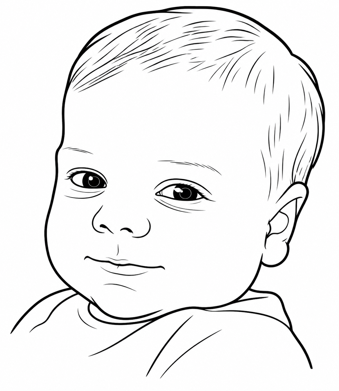 Line drawing portrait of Alexander smiling