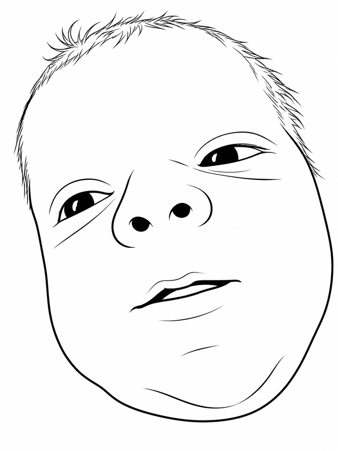 Close-up line drawing portrait of Alexander